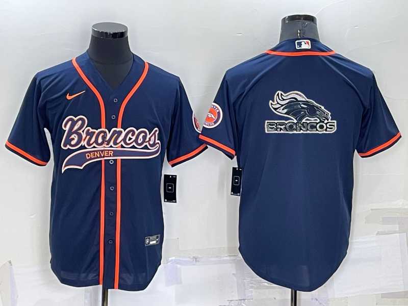 Men's Denver Broncos Navy Team Big Logo With Patch Cool Base Stitched Baseball Jersey,We sell and wholesale Men's Denver Broncos Navy Team Big Logo With Patch Cool Base Stitched Baseball Jersey on line form chian!